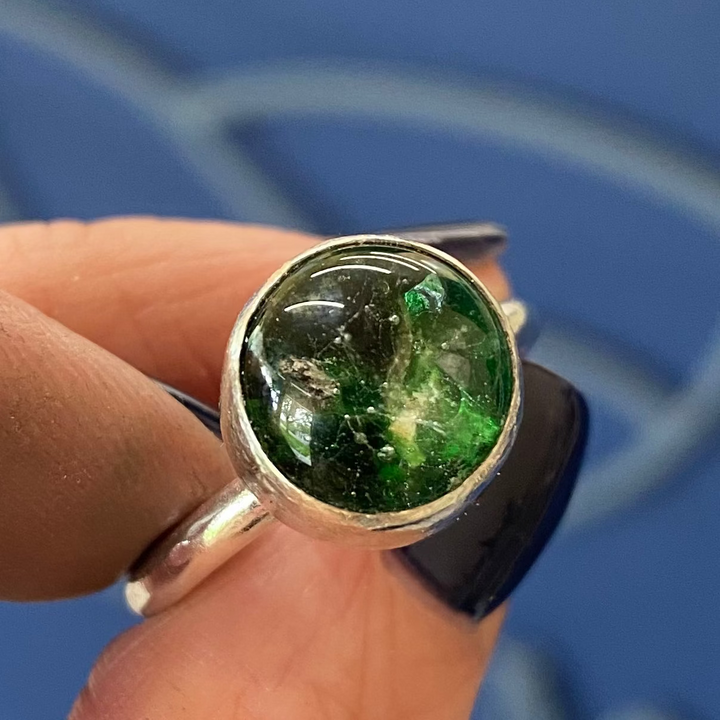 Emerald Green Ashes in Glass Ring