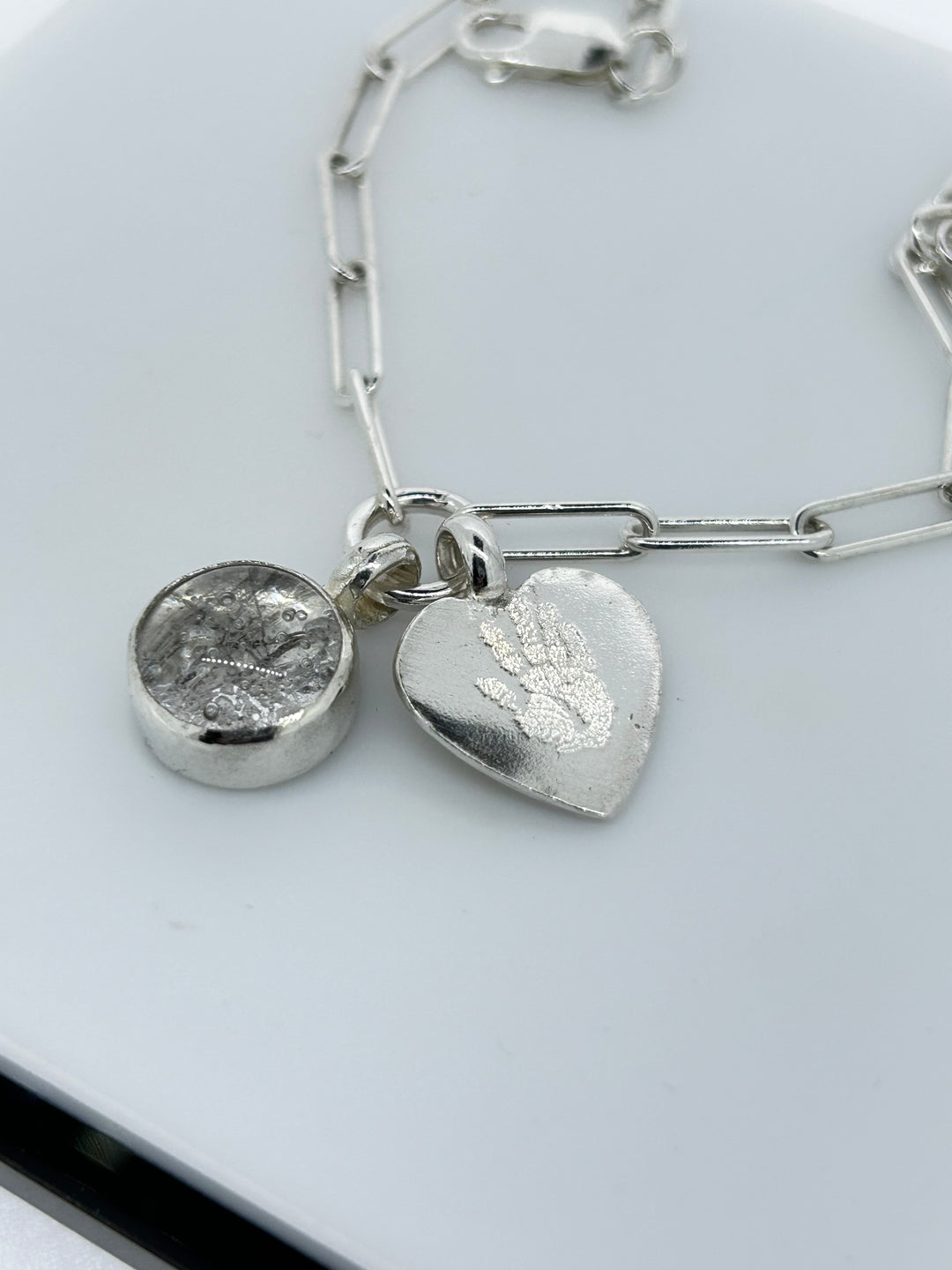 ASHES IN GLASS TRACE  AND PRINT HEART