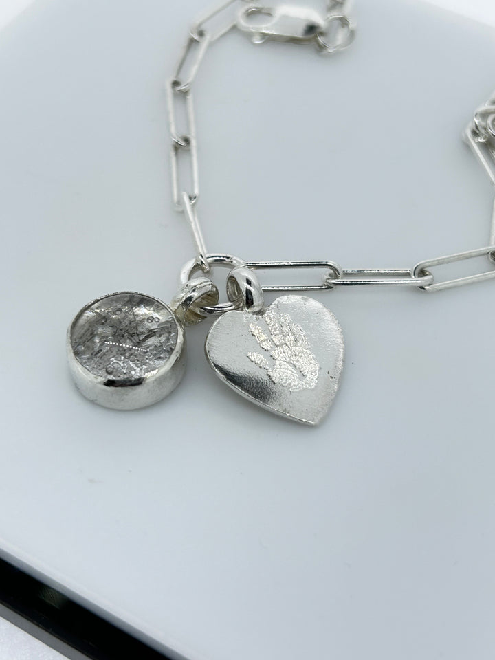 ASHES IN GLASS TRACE  AND PRINT HEART