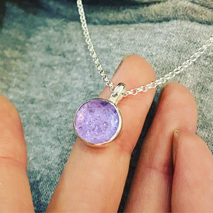 LOVELY IN LILAC ASHES IN GLASS NECKLACE