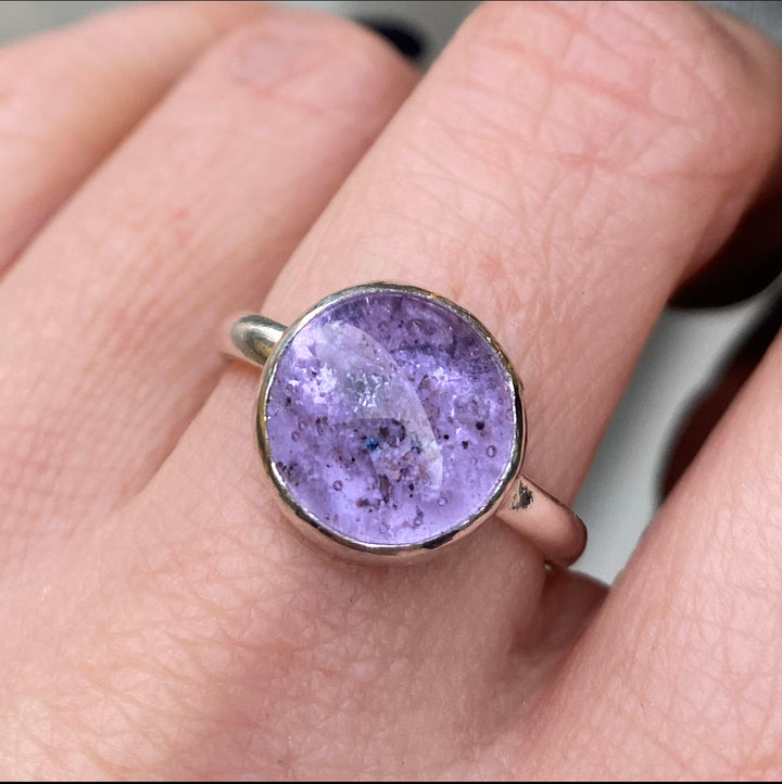 LOVELY IN LILAC ASHES IN GLASS RING